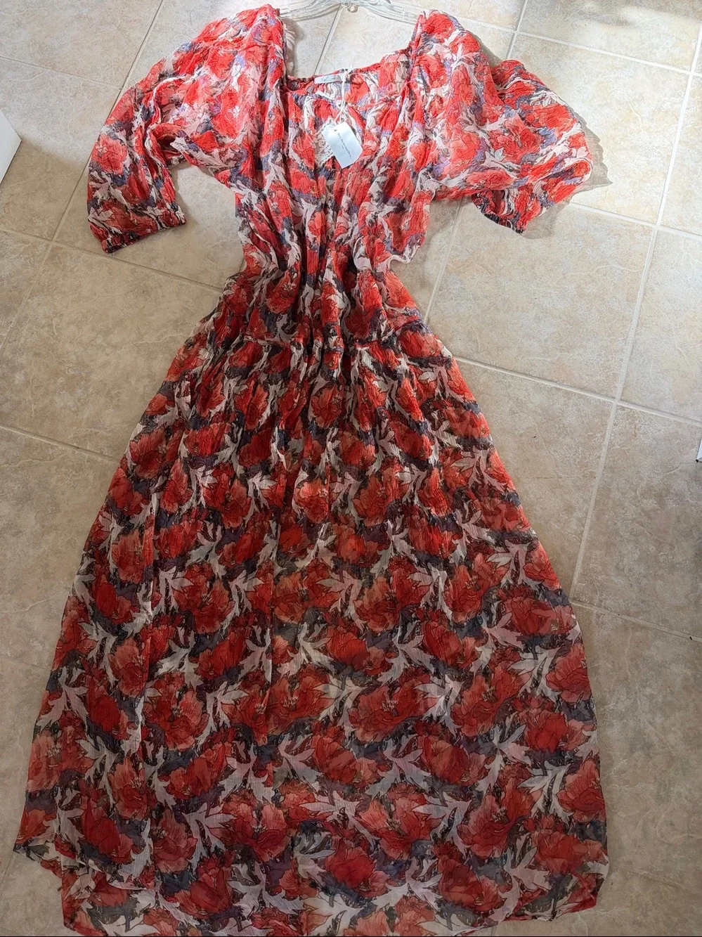 Anthropologie Mes Demoiselles Red Floral Maxi Dress - Picture 12 of 12